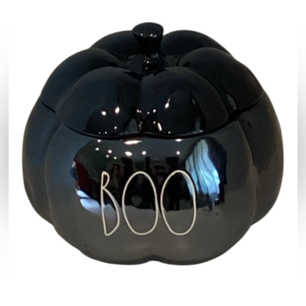 🍄 Rae Dunn Black Chic Pumpkin “BOO” Cookie Jar